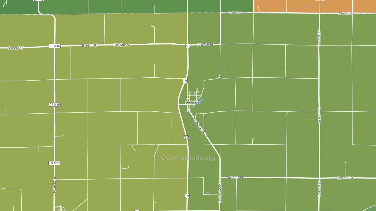 Defiance, IA Map of Burglary Rates