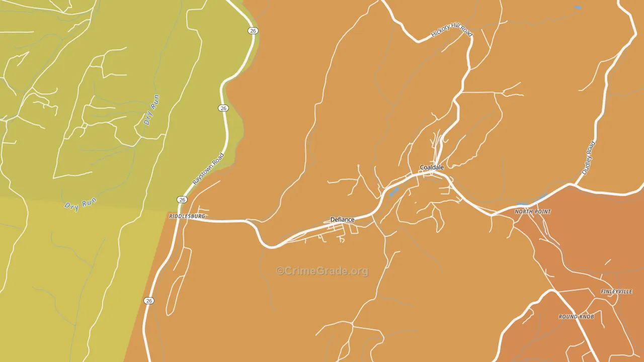 Defiance, PA Map of Burglary Rates