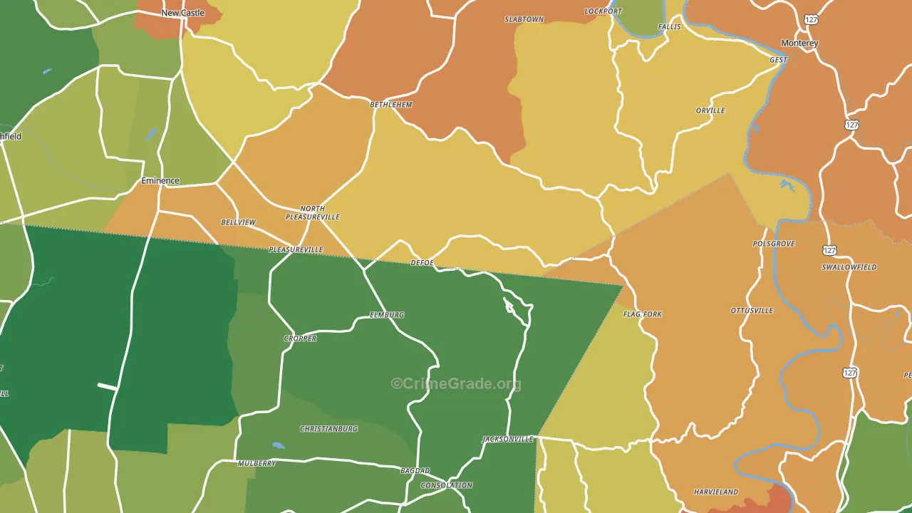 DeFoe, KY Map of Burglary Rates