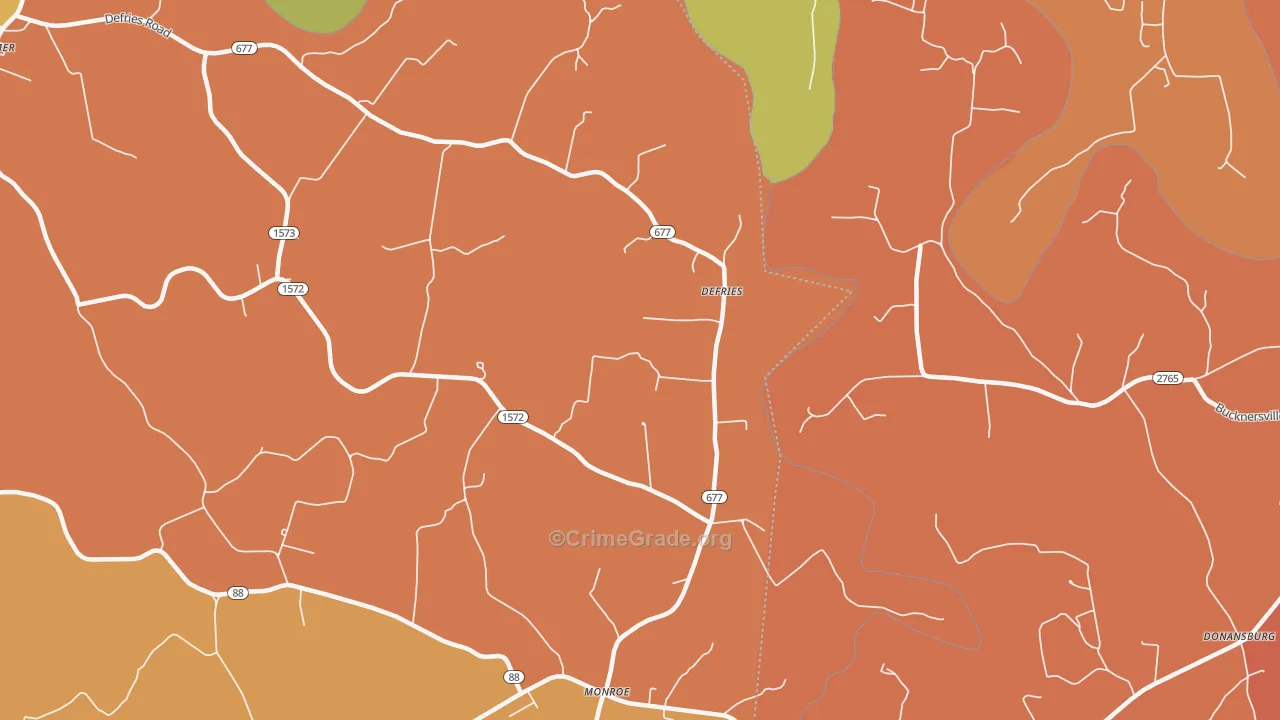 Defries, KY Map of Burglary Rates