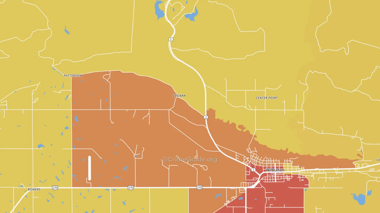 Degnan, OK Map of Burglary Rates