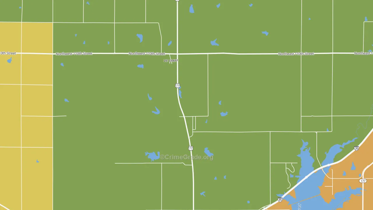 DeGraff, KS Map of Burglary Rates
