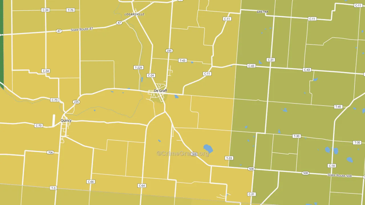 DeGraff, OH Map of Burglary Rates