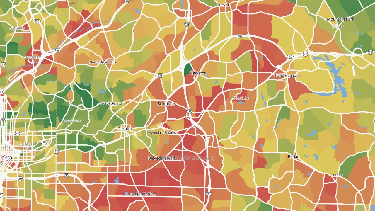 DeKalb County, GA Map of Burglary Rates