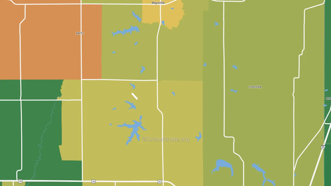 DeKalb County, MO Map of Burglary Rates