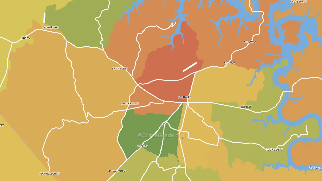 DeKalb County, TN Map of Burglary Rates
