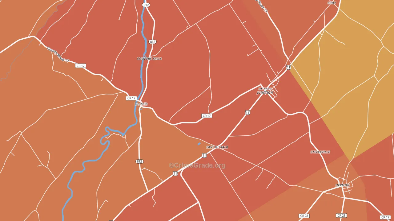 DeKalb Junction, NY Map of Burglary Rates