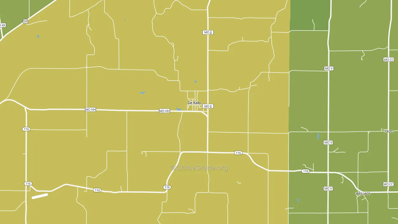 DeKalb, MO Map of Burglary Rates