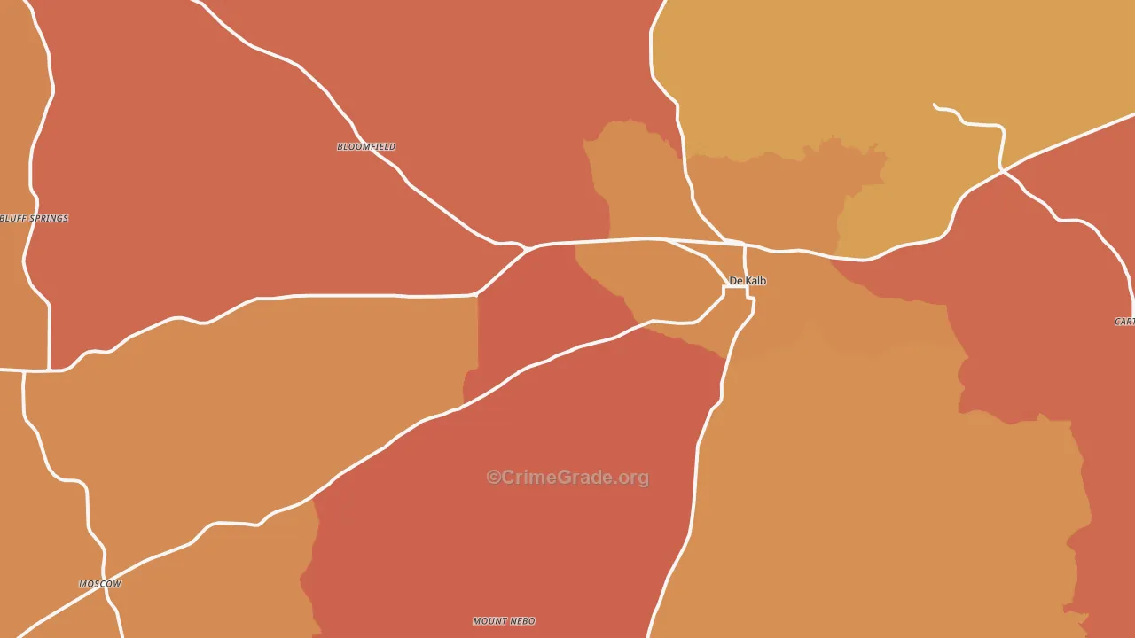 DeKalb, MS Map of Burglary Rates