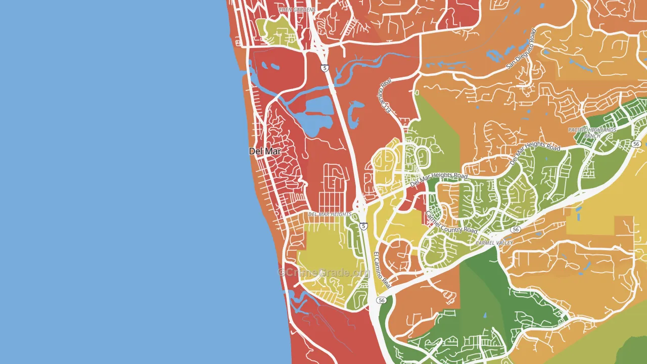 Del Mar, CA Map of Burglary Rates