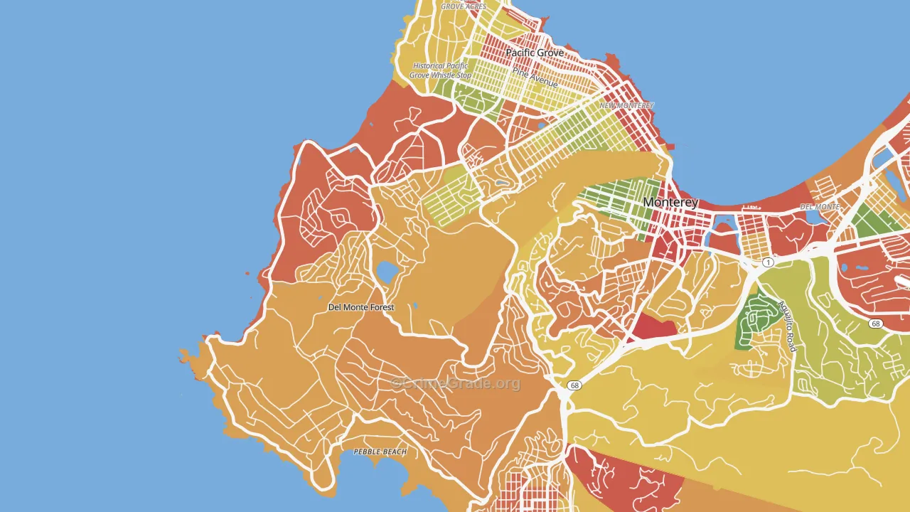 Del Monte Forest, CA Map of Burglary Rates