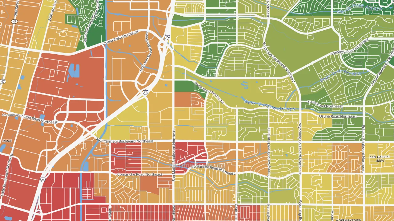 Del Norte, Albuquerque, NM Map of Burglary Rates