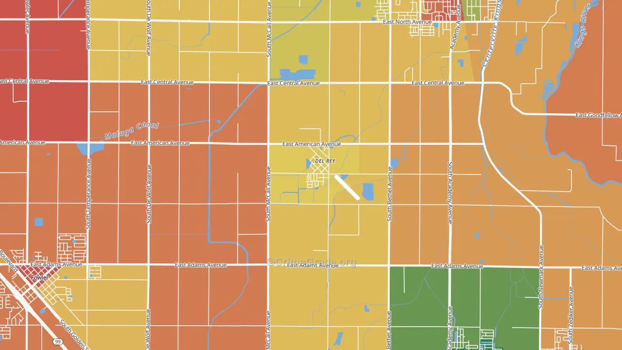 Del Rey, CA Map of Burglary Rates
