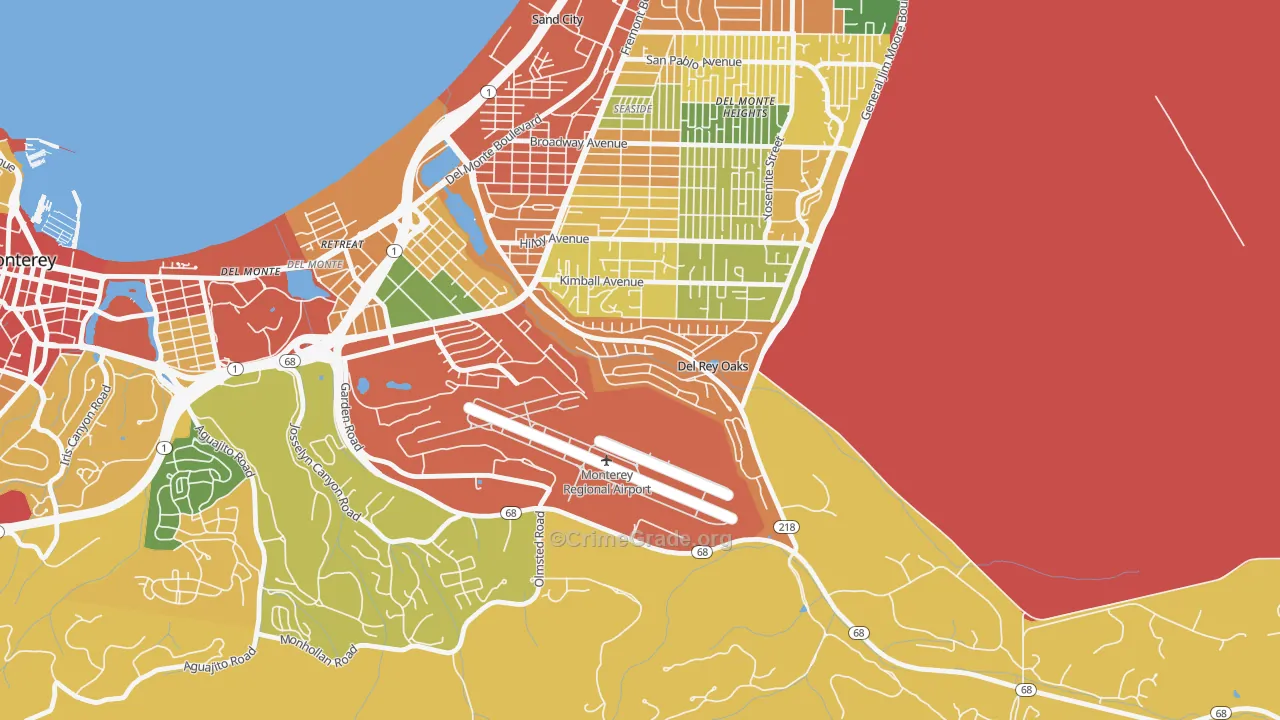 Del Rey Oaks, CA Map of Burglary Rates