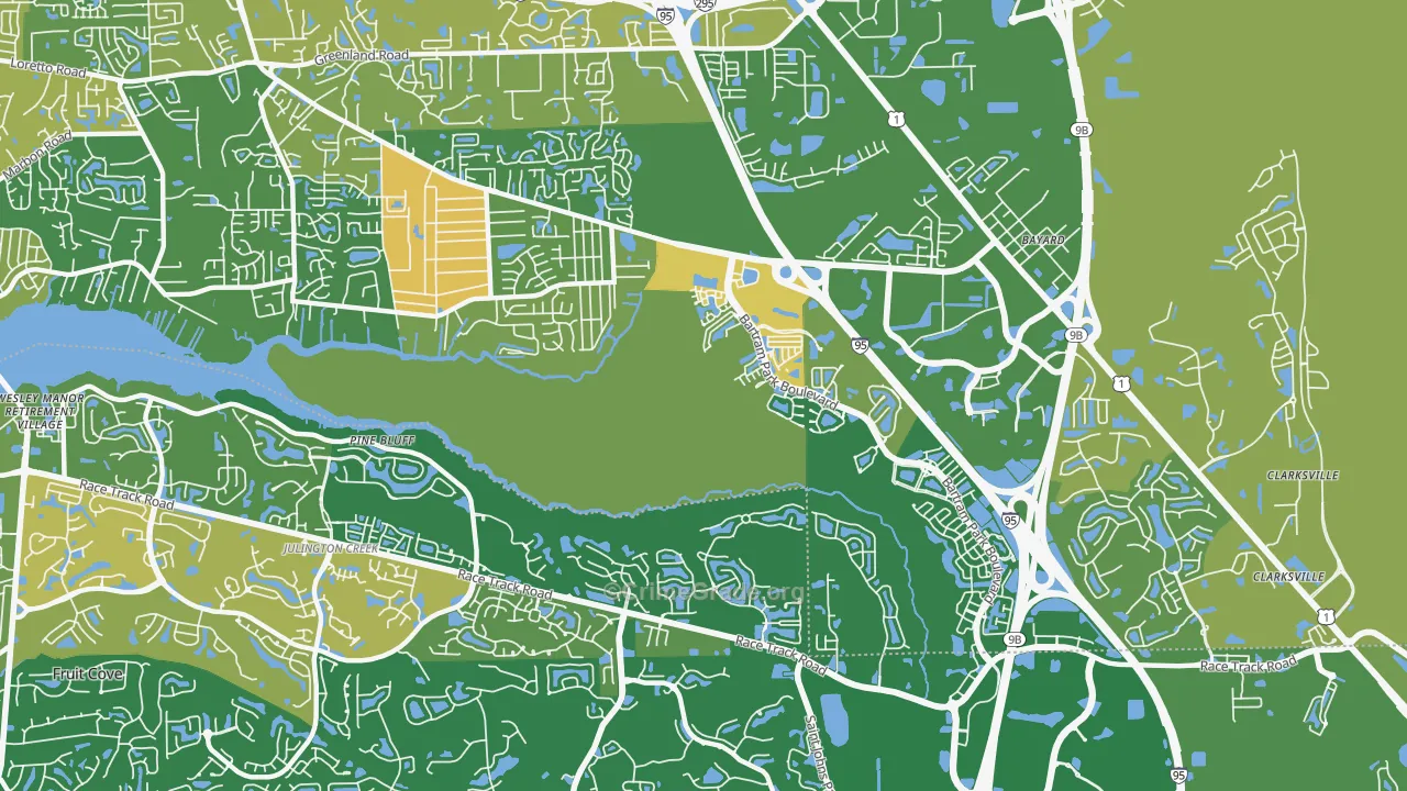 Del Rio, Jacksonville, FL Map of Burglary Rates