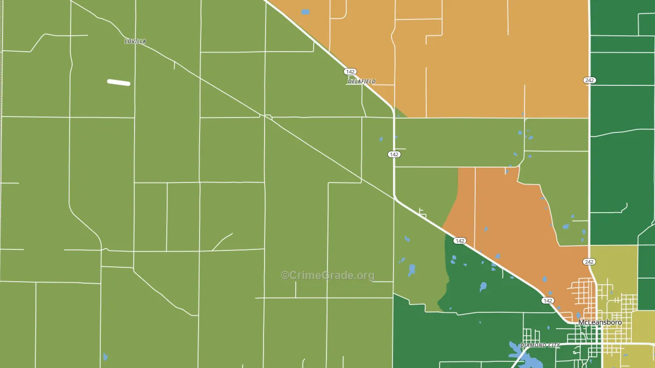 Delafield, IL Map of Burglary Rates