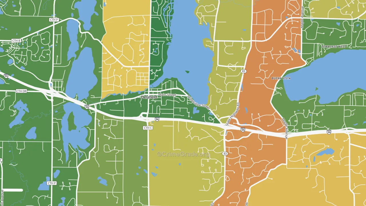 Delafield, WI Map of Burglary Rates
