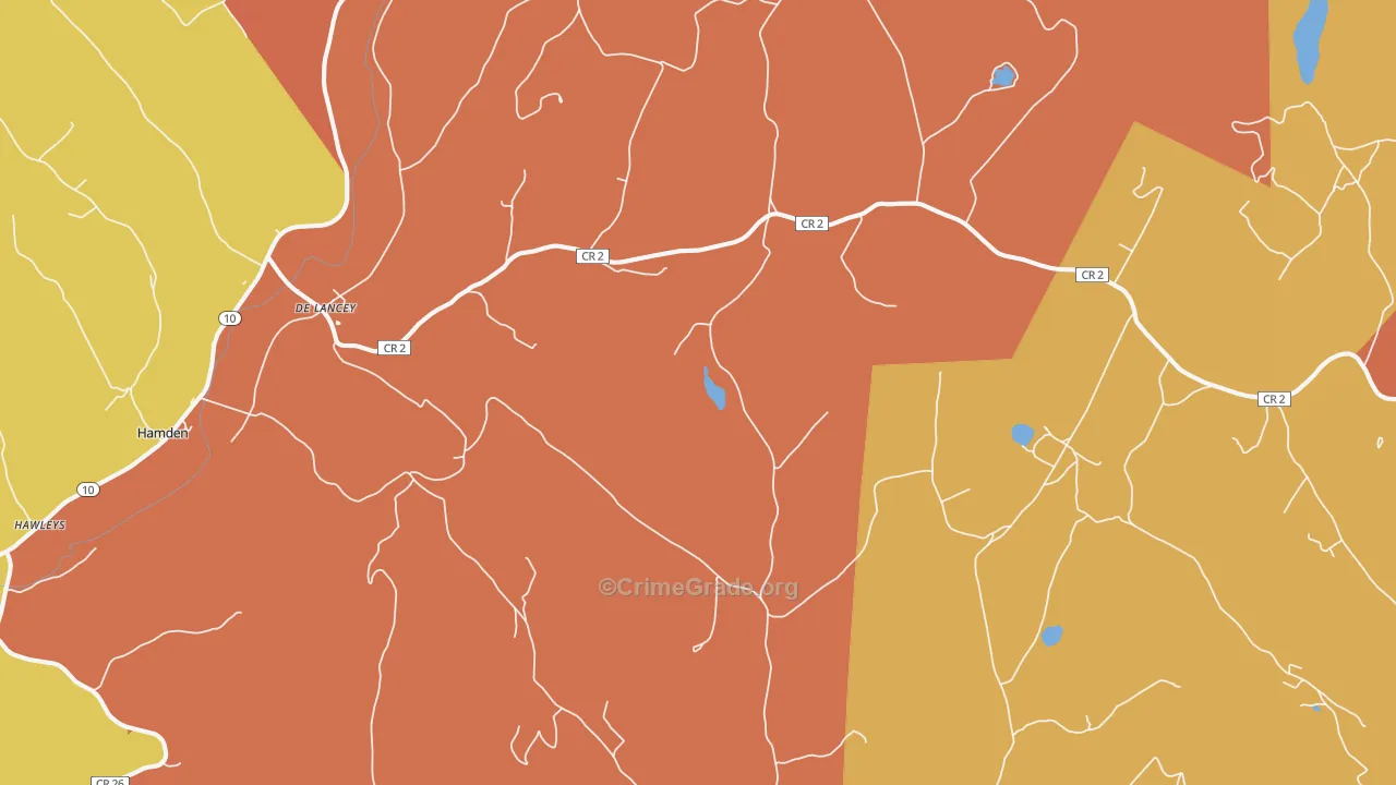 DeLancey, NY Map of Burglary Rates