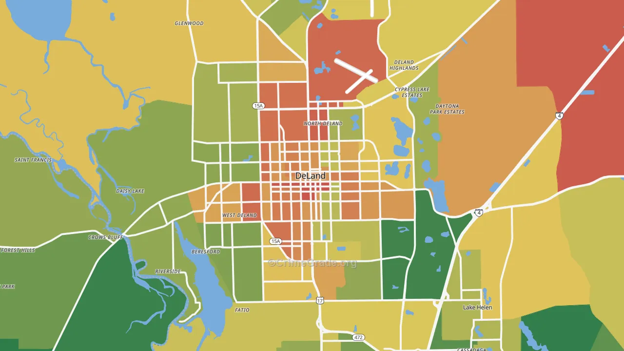 DeLand, FL Map of Burglary Rates