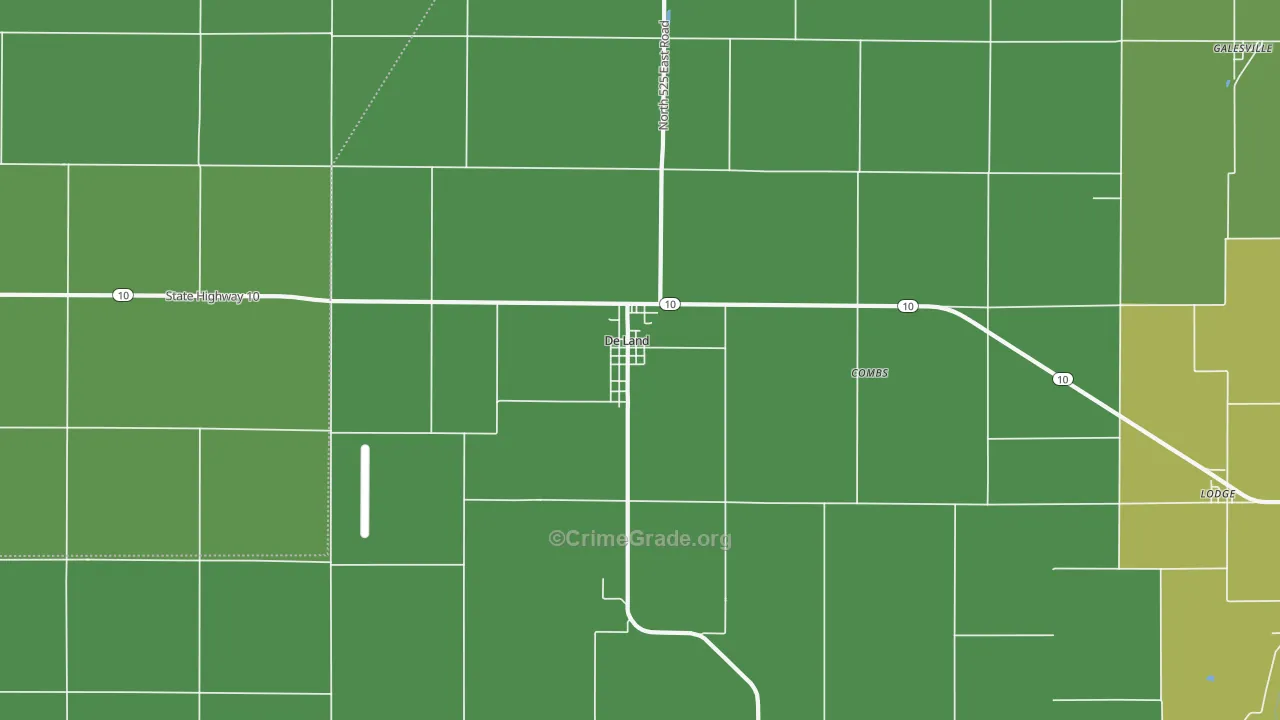 DeLand, IL Map of Burglary Rates