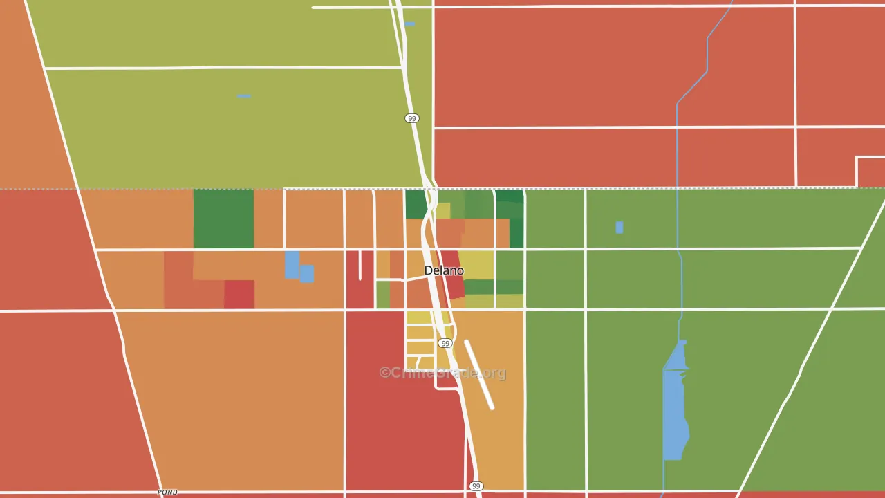 Delano, CA Map of Burglary Rates