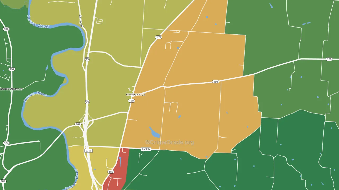 Delano, OH Map of Burglary Rates