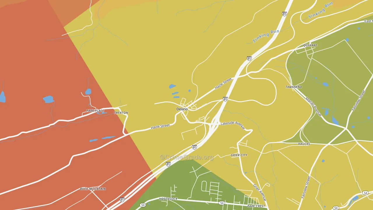 Delano, PA Map of Burglary Rates