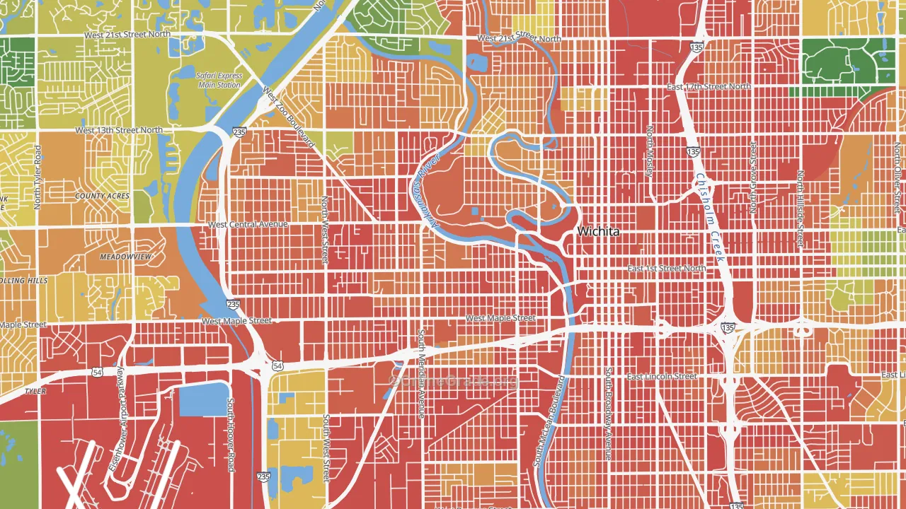 Delano, Wichita, KS Map of Burglary Rates