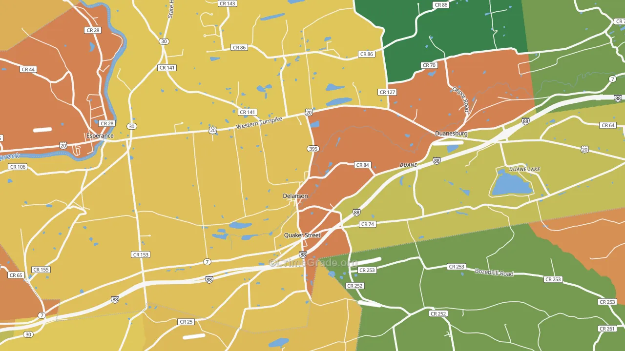 Delanson, NY Map of Burglary Rates