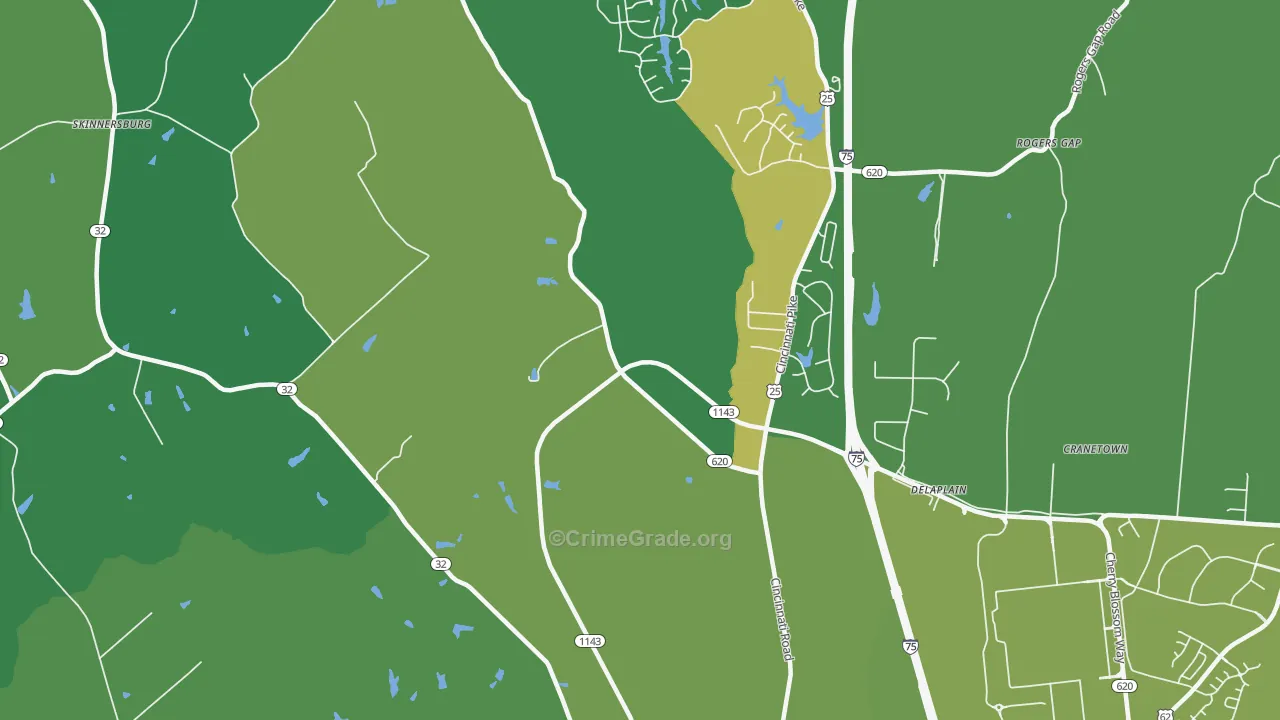 Delaplain, KY Map of Burglary Rates