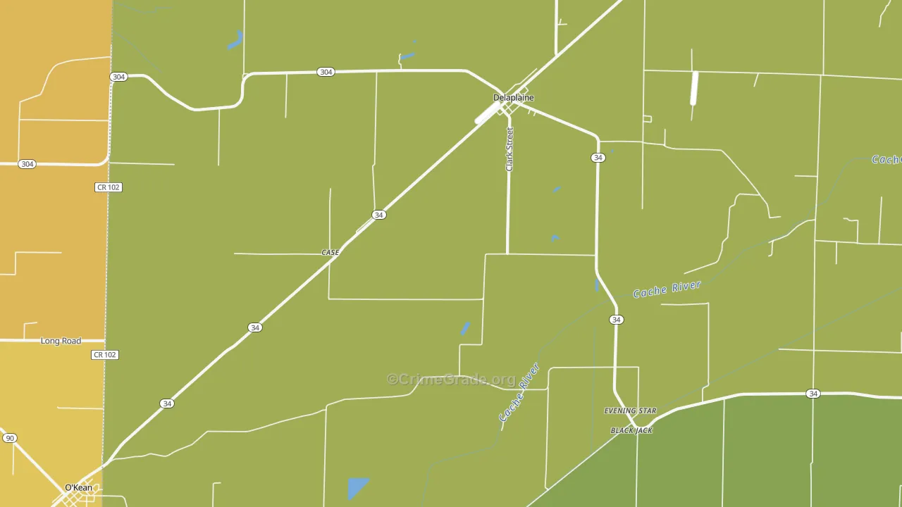 Delaplaine, AR Map of Burglary Rates
