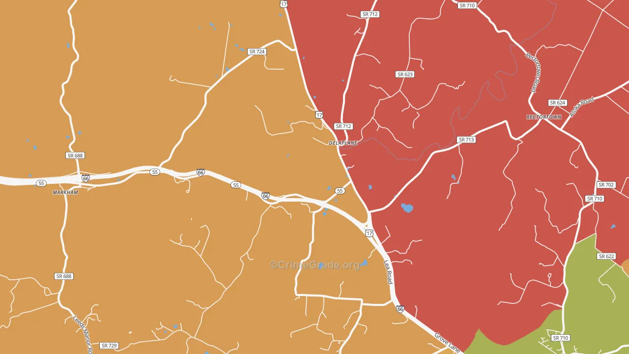 Delaplane, VA Map of Burglary Rates