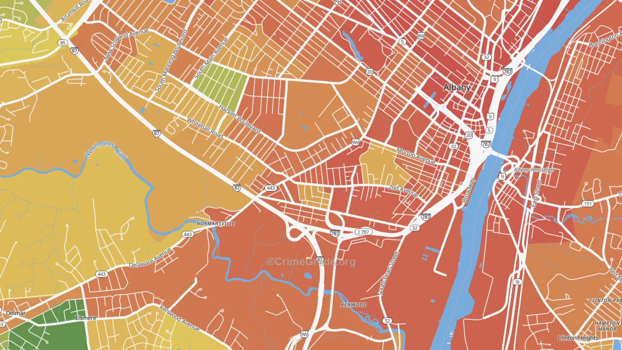 Delaware Avenue, Albany, NY Map of Burglary Rates