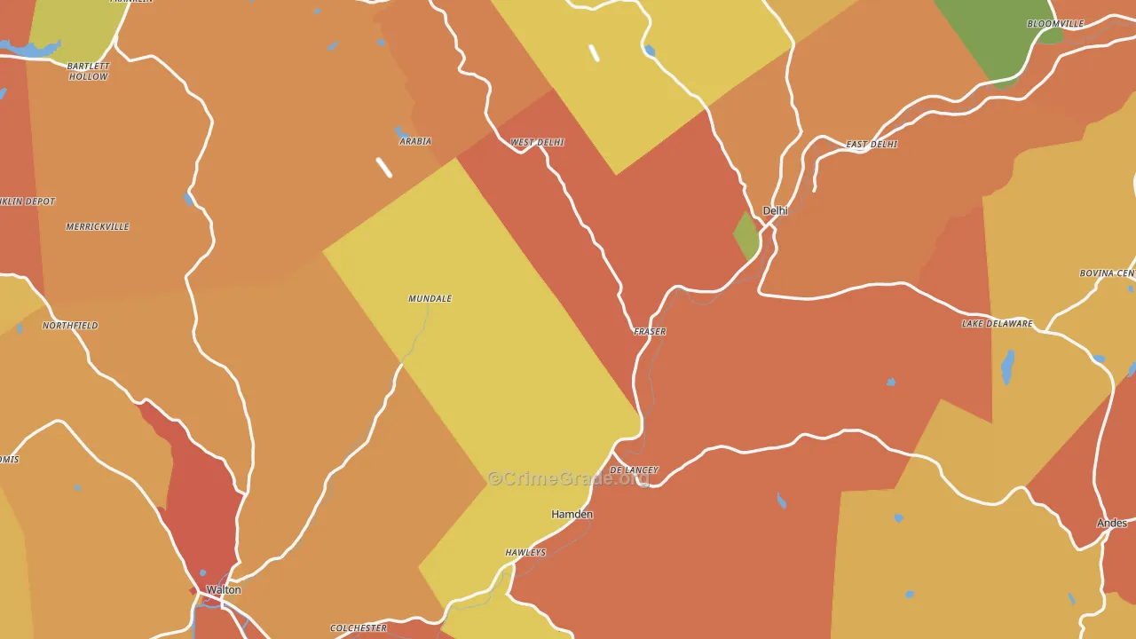 Delaware County, NY Map of Burglary Rates