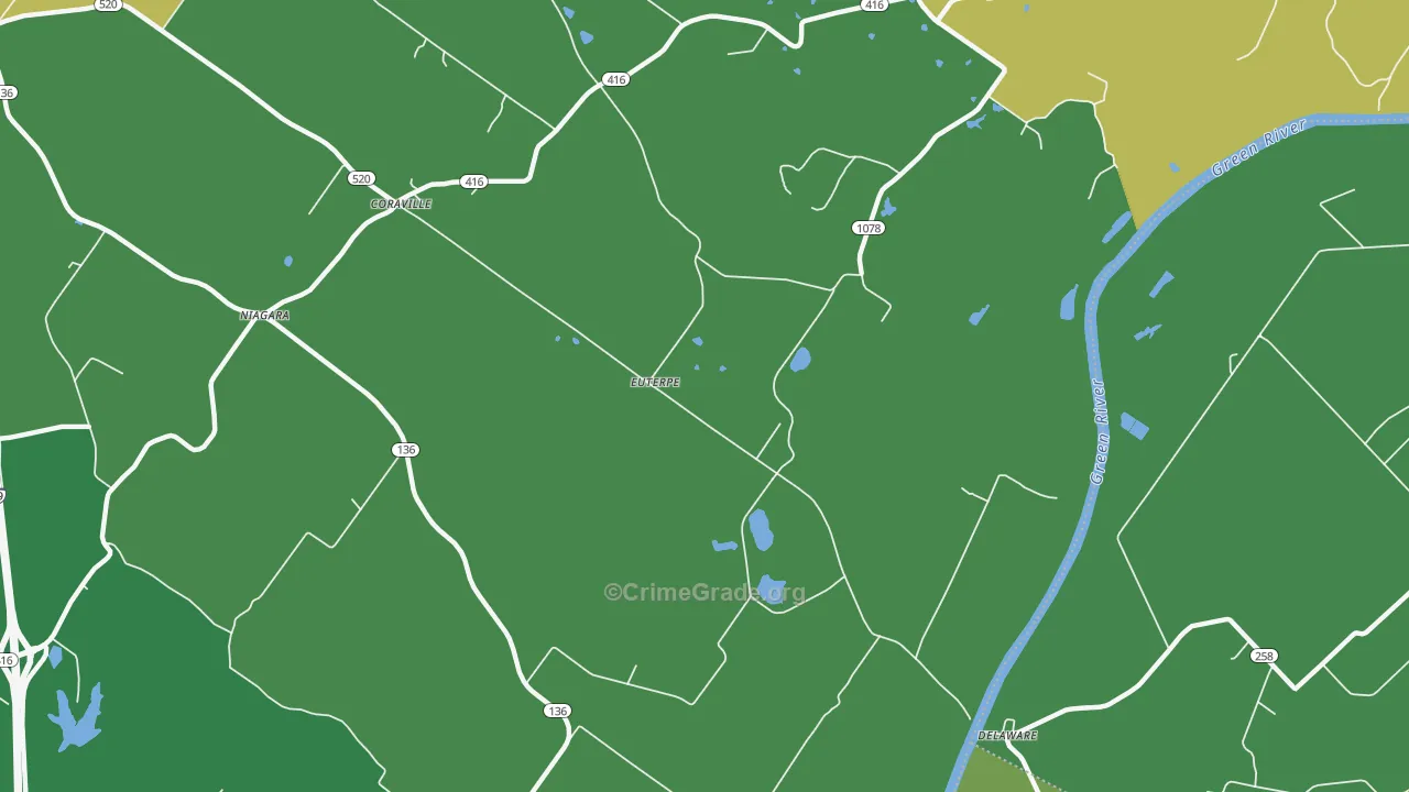 Delaware, KY Map of Burglary Rates