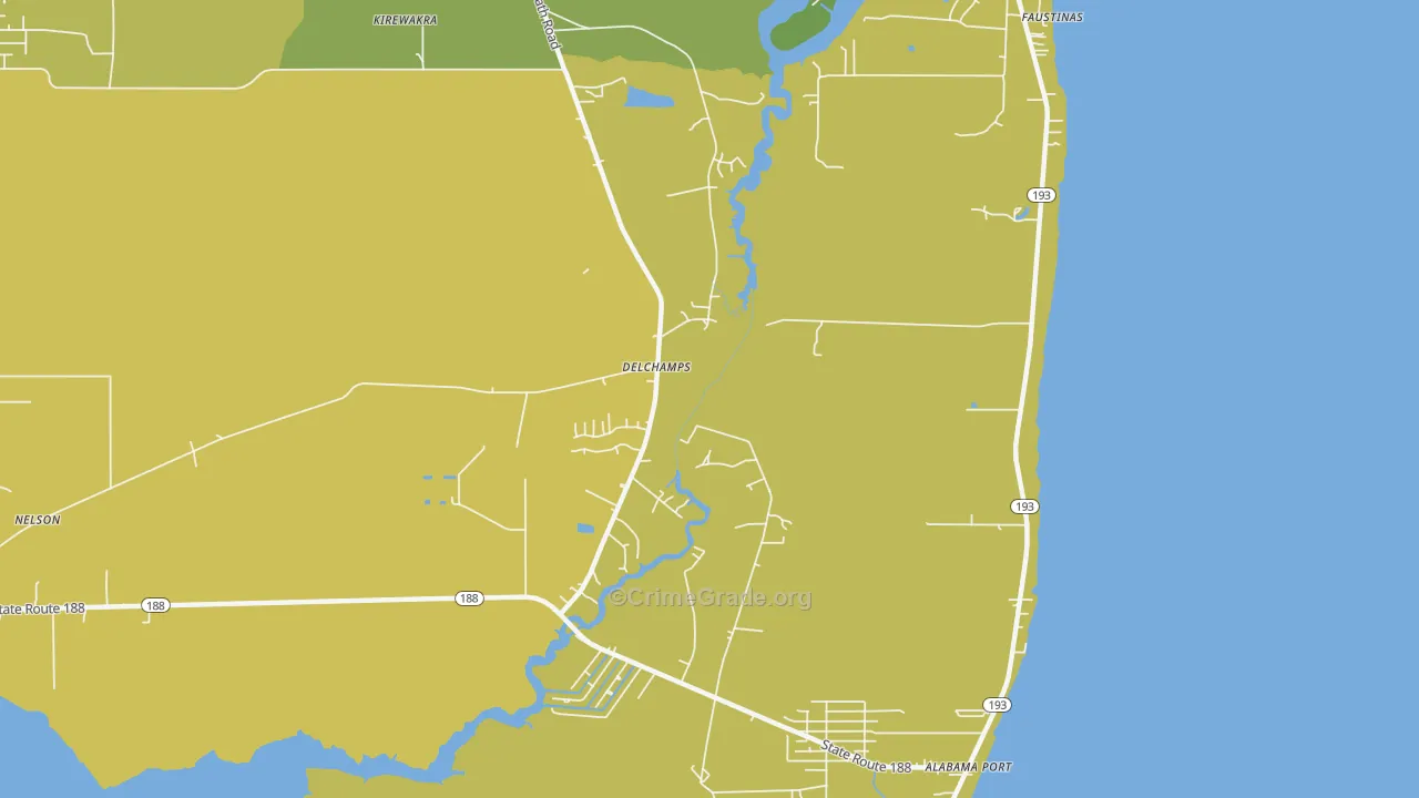 Delchamps, AL Map of Burglary Rates