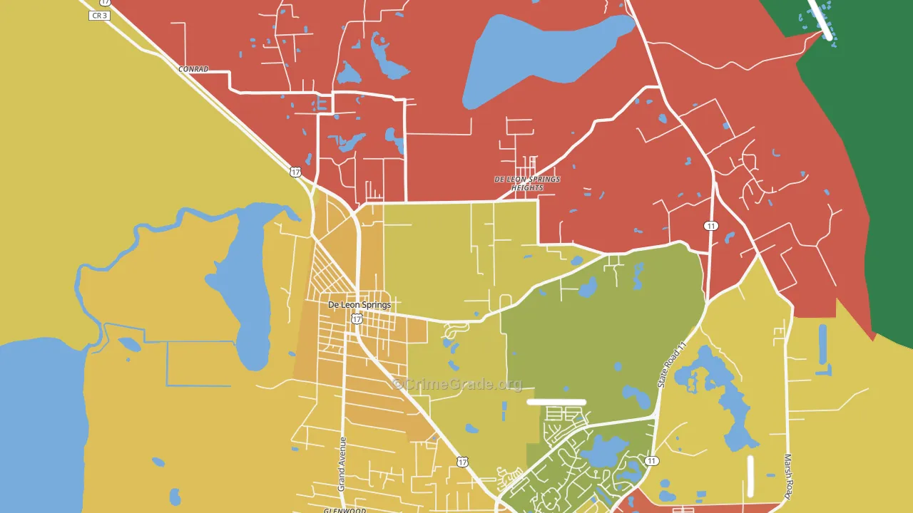 DeLeon Springs, FL Map of Burglary Rates