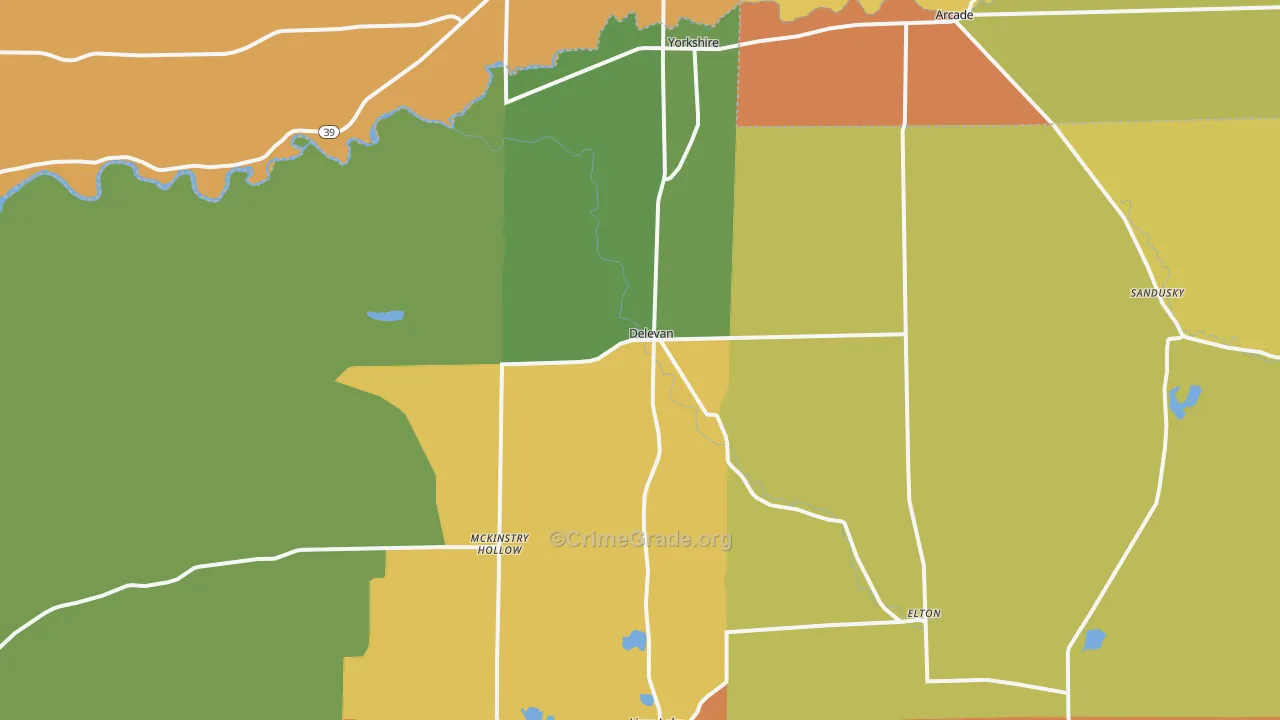 DeLevan, NY Map of Burglary Rates