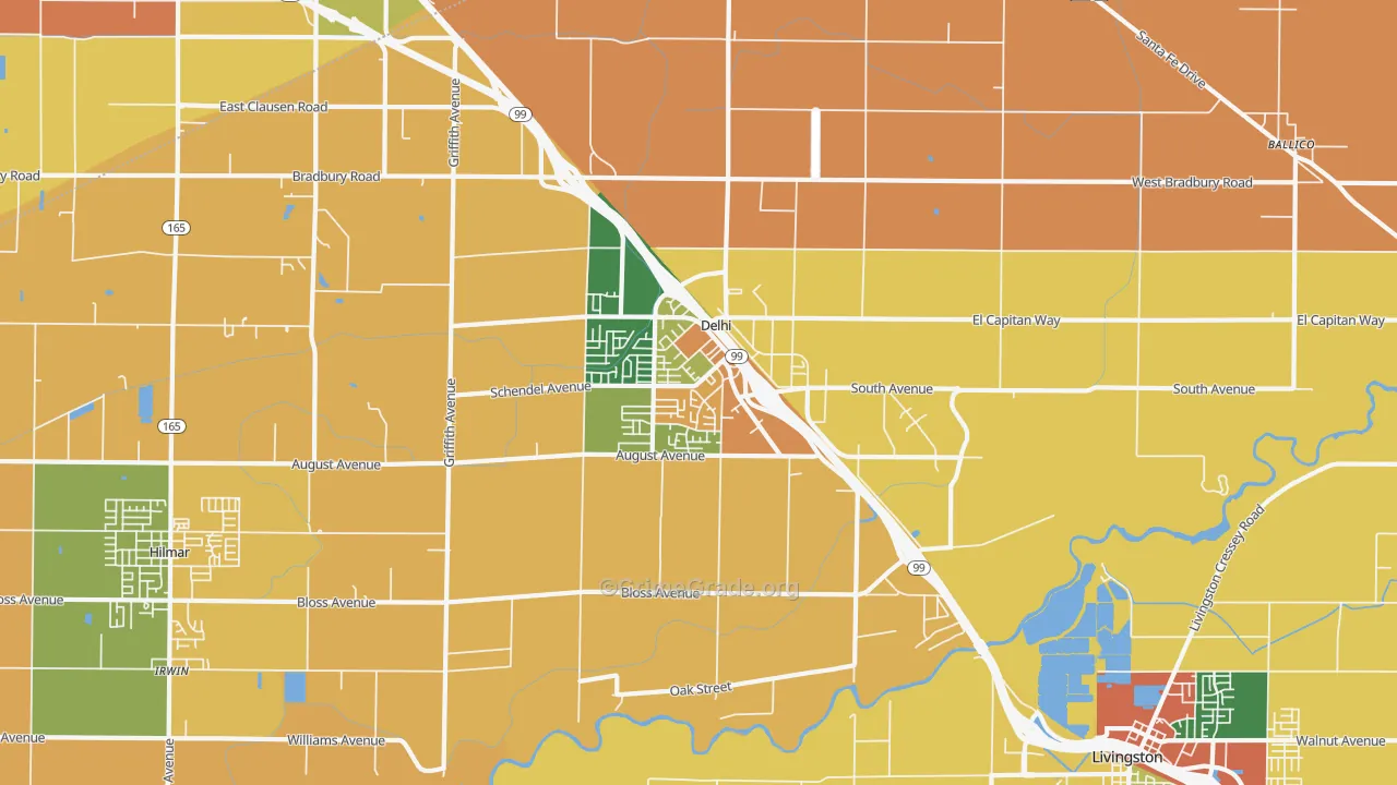 Delhi, CA Map of Burglary Rates