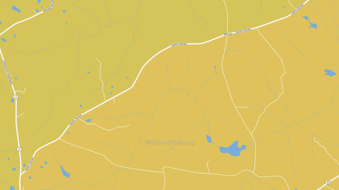 Delhi, GA Map of Burglary Rates