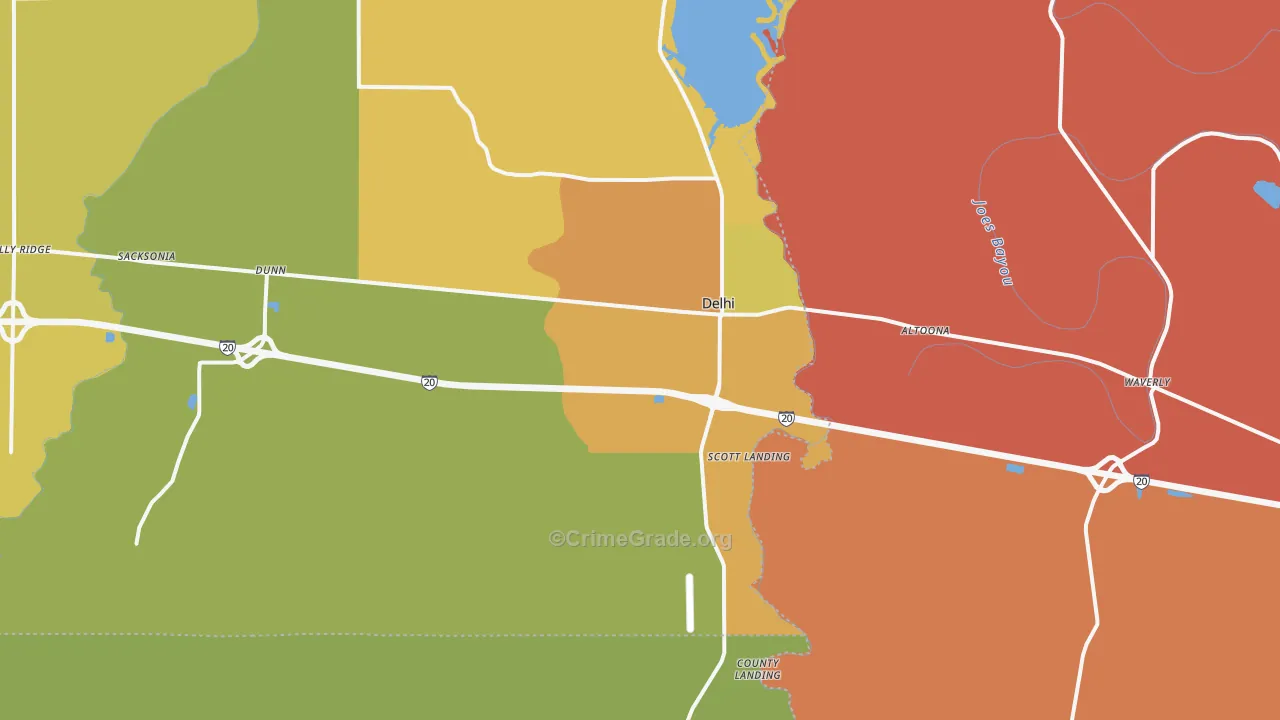 Delhi, LA Map of Burglary Rates