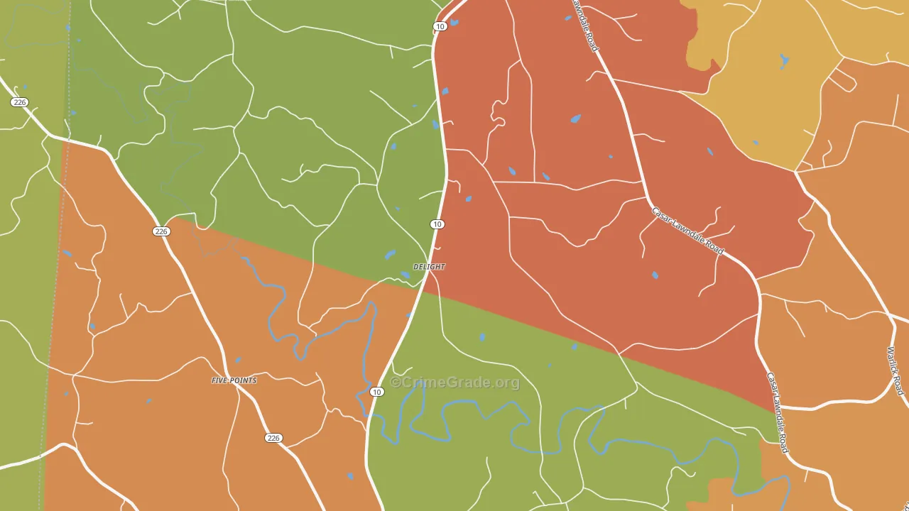 Delight, NC Map of Burglary Rates