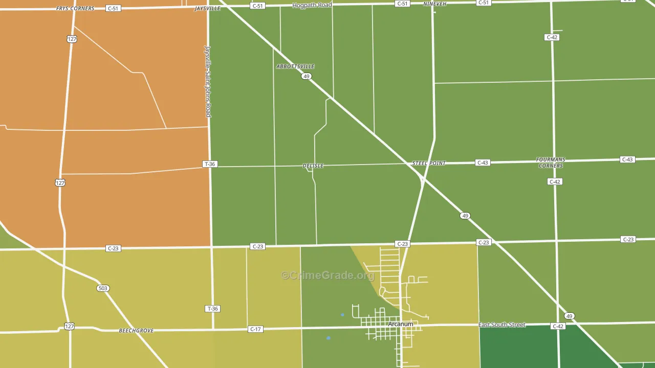 Delisle, OH Map of Burglary Rates