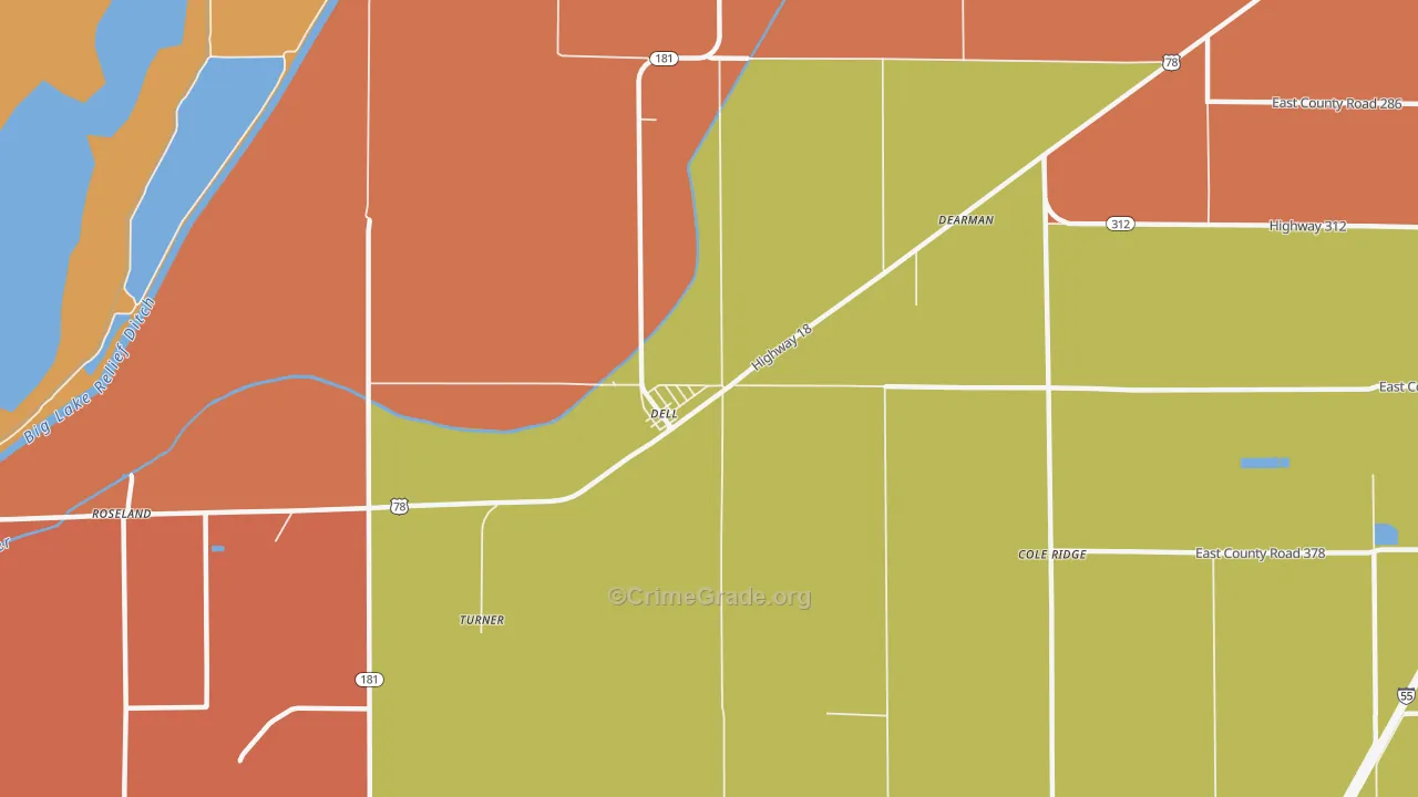 Dell, AR Map of Burglary Rates