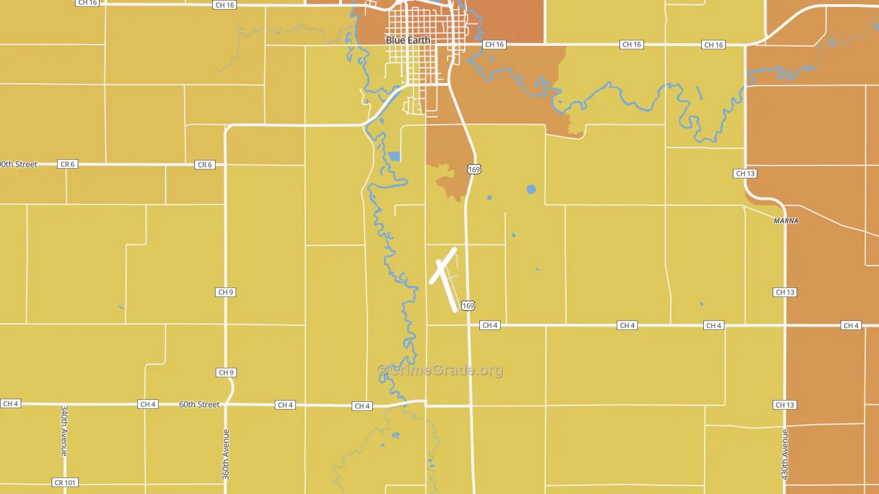 Dell, MN Map of Burglary Rates
