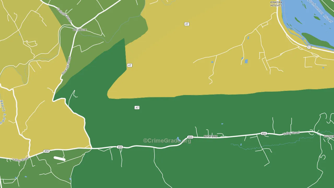 Dellville, PA Map of Burglary Rates