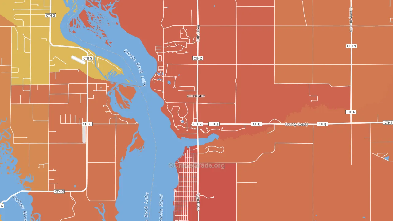 Dellwood, WI Map of Burglary Rates