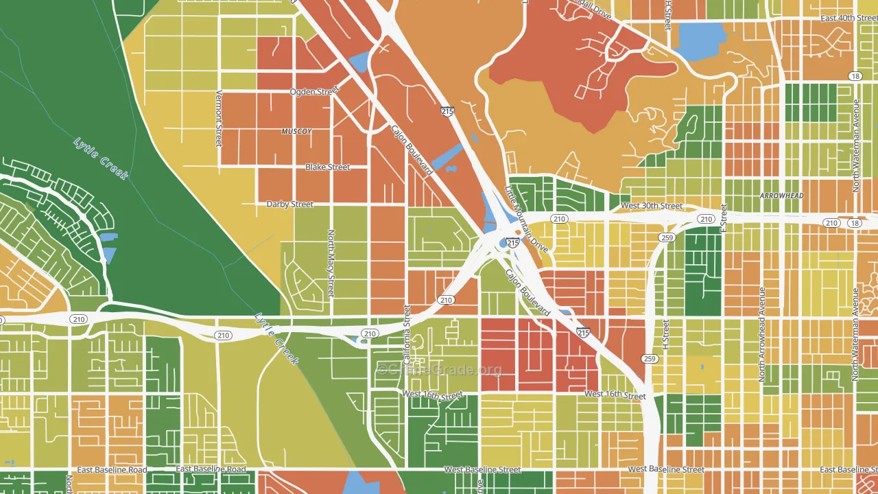 Delman, San Bernardino, CA Map of Burglary Rates