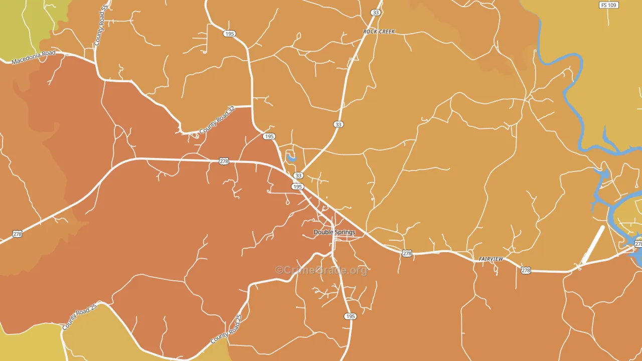 Delmar, AL Map of Burglary Rates