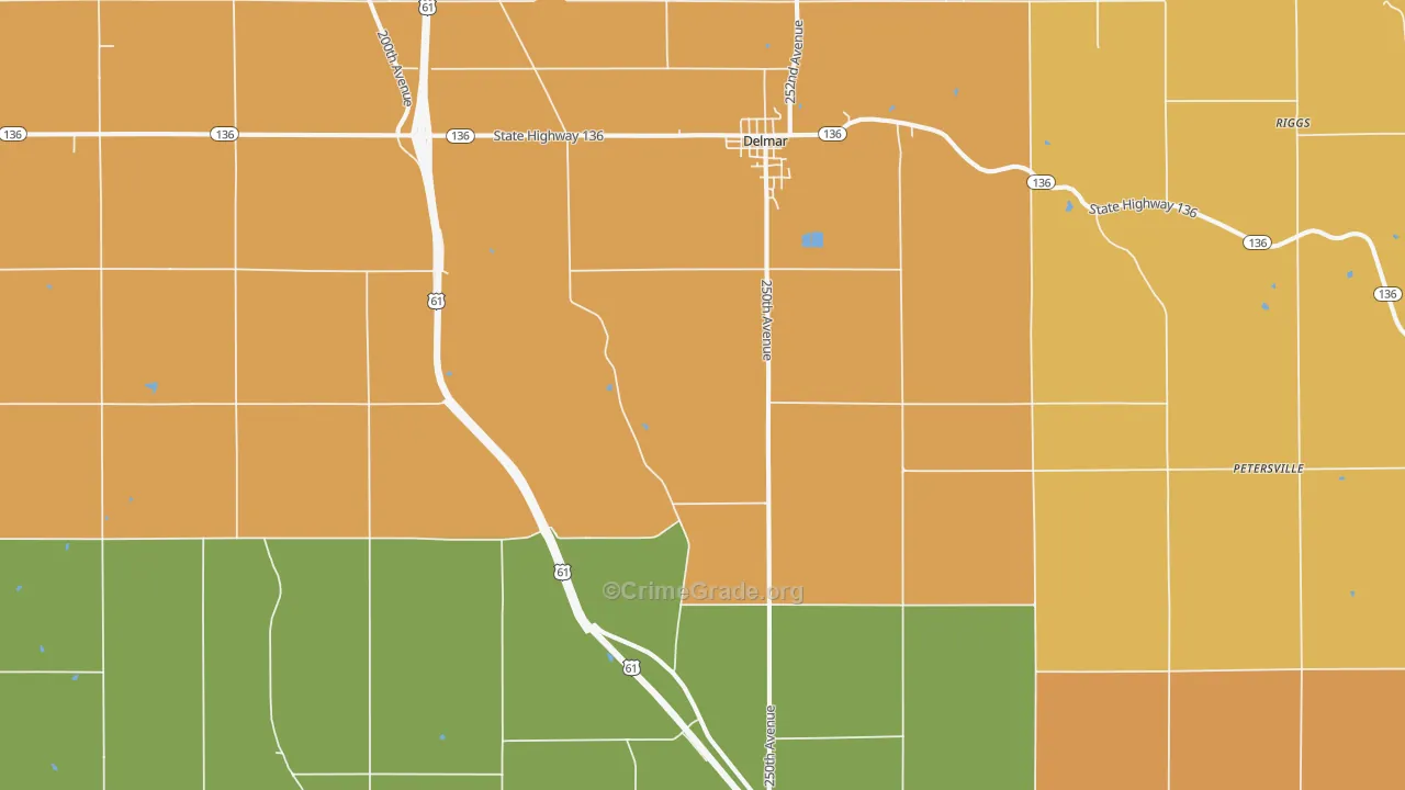 Delmar, IA Map of Burglary Rates